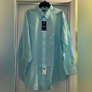 IZOD All-Over Stretch Long Sleeve Aqua Big Fit Button Down Shirt